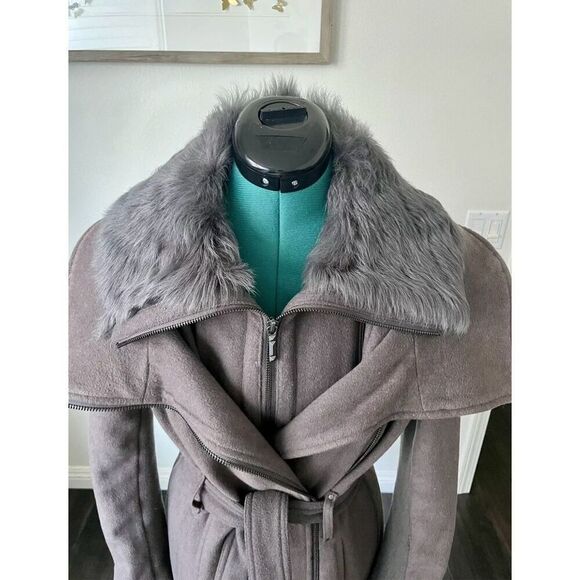 BCBG Victoria Pea Coat Removable Lambskin Hood Jacket - Picture 3 of 10